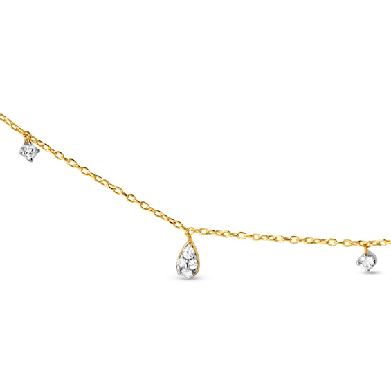 PDPAOLAâ¢ at Zales 1/6 CT. T. W. Lab-Grown Diamond Alternating Station Dangle Necklace in 18K Gold - 19.5â