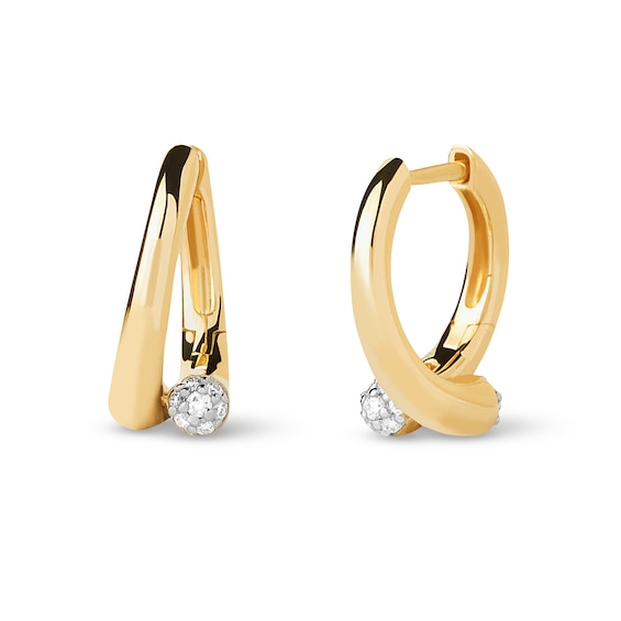 PDPAOLAâ¢ at Zales 1/6 CT. T. W. Lab-Grown Multi-Diamond Bypass Hoop Earrings in 18K Gold