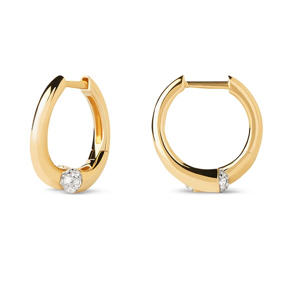 PDPAOLAâ¢ at Zales 1/6 CT. T. W. Lab-Grown Multi-Diamond Bypass Hoop Earrings in 18K Gold