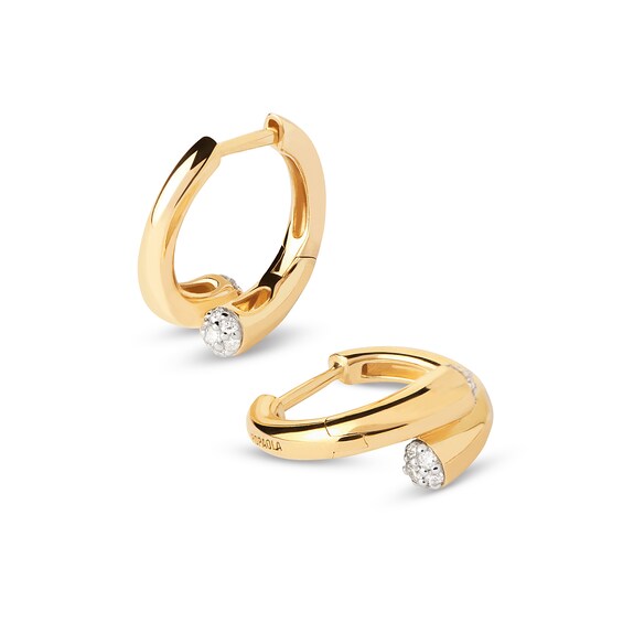 PDPAOLAâ¢ at Zales 1/6 CT. T. W. Lab-Grown Multi-Diamond Bypass Hoop Earrings in 18K Gold