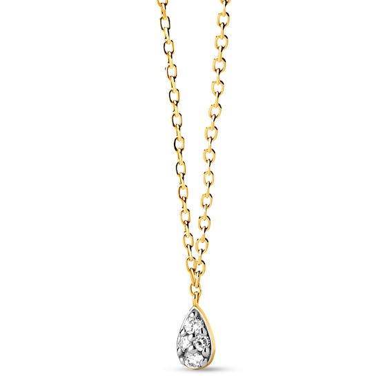 PDPAOLAâ¢ at Zales 1/20 CT. T.W. Lab-Grown Multi-Diamond Teardrop Pendant in 18K Gold - 19.5"