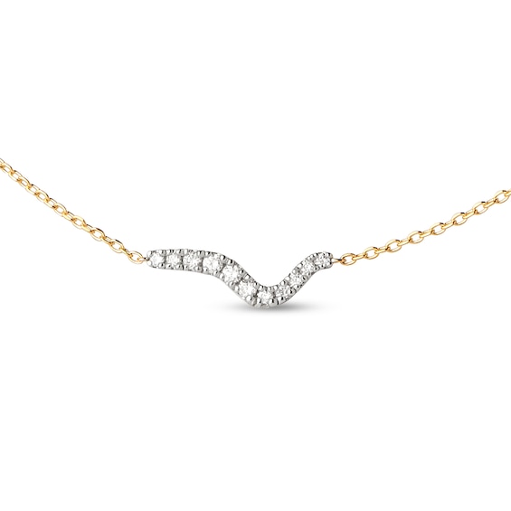 PDPAOLAâ¢ at Zales 1/10 CT. T.W. Lab-Grown Diamond Wave Necklace in 18K Gold - 19.5â