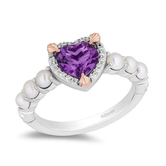 Collectorâs Edition Enchanted Disney The Little Mermaid 35th Anniversary Heart Ring in Sterling Silver and 10K Rose Gold