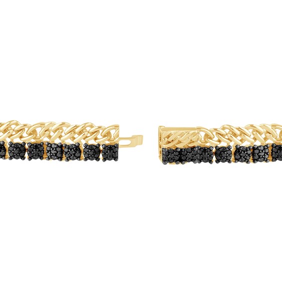 Zales x Christian Sirianoâ¢ 3-3/4 CT. T.w. Black Multi-Diamond Double Row Cuban Curb Chain Bracelet in 14K Gold - 7.5â