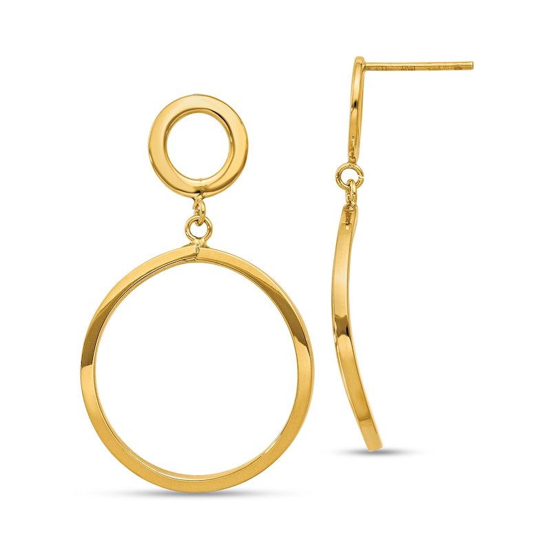 Main Image 1 of Curved Circle Drop Earrings in Semi-Solid 10K Gold