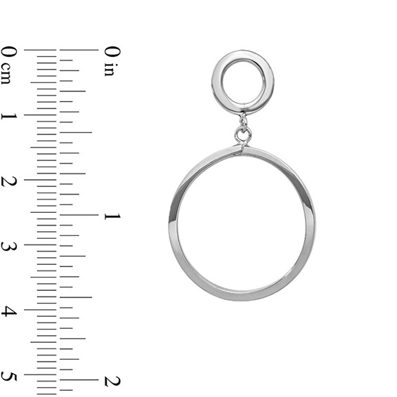 Curved Circle Drop Earrings in Semi-Solid 10K White Gold