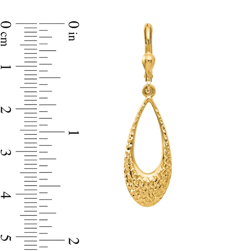 Main Image 2 of Diamond-Cut Open Teardrop Dangle Earrings in Semi-Solid 10K Gold