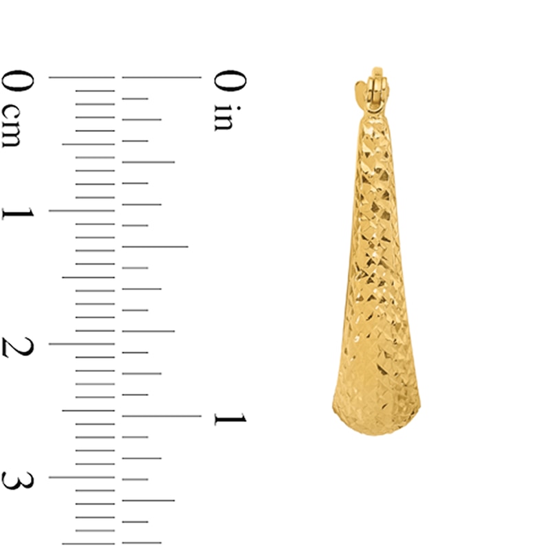 Main Image 2 of Diamond-Cut Graduated U-Hoop Earrings in Hollow 14K Gold