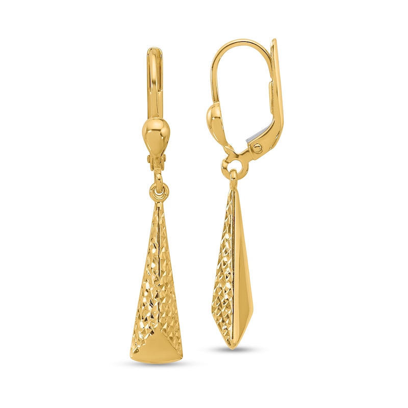 Main Image 1 of Diamond-Cut Pyramid Drop Earrings in Semi-Solid 10K Gold