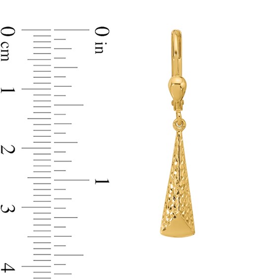 Diamond-Cut Pyramid Drop Earrings in Semi-Solid 10K Gold