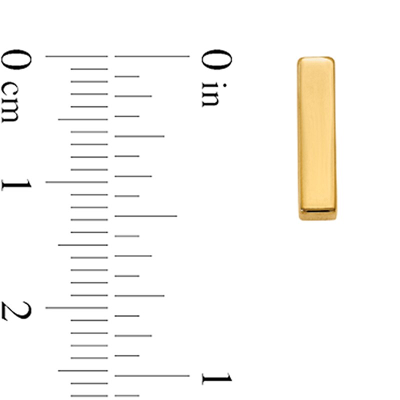 Main Image 2 of Polished Bar Stud Earrings in Solid 14K Gold