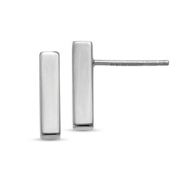 Polished Bar Stud Earrings in Solid 14K White Gold