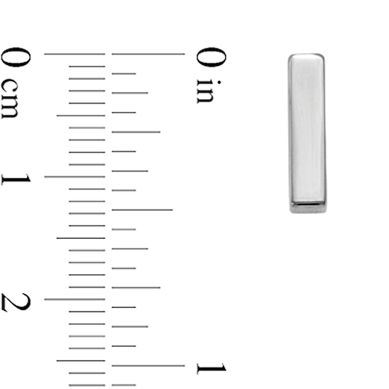 Main Image 2 of Polished Bar Stud Earrings in Solid 14K White Gold