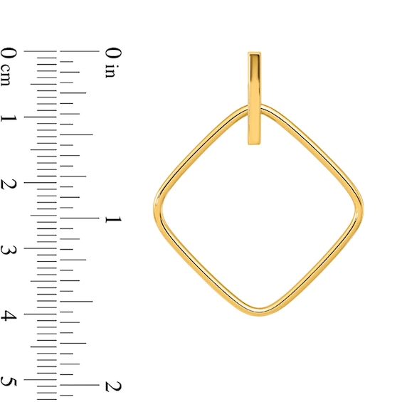 Tilted Square Doorknocker Drop Earrings in Hollow 14K Gold