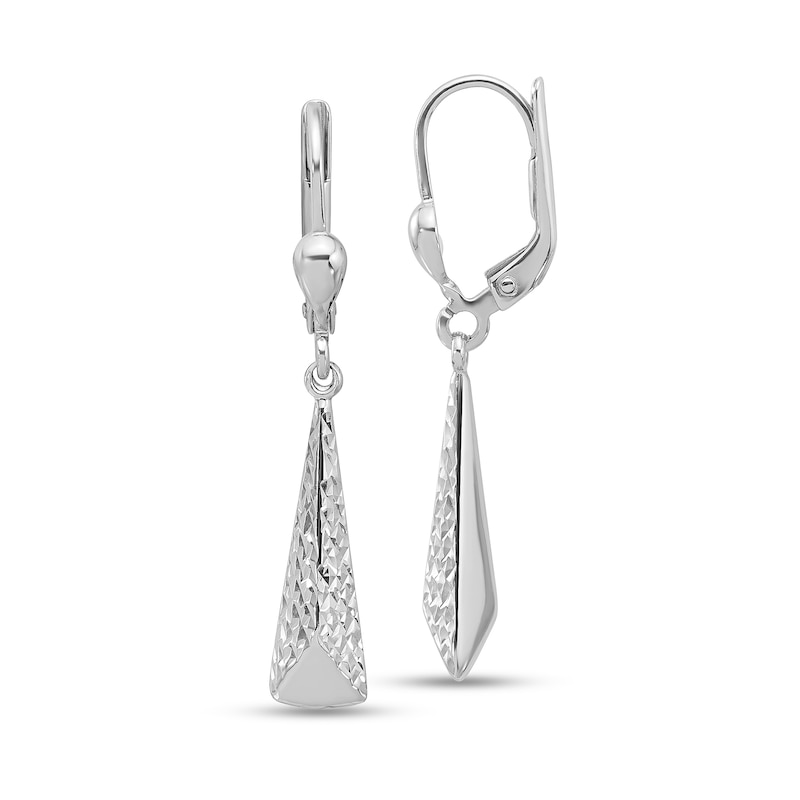 Main Image 1 of Diamond-Cut Pyramid Drop Earrings in Semi-Solid 10K White Gold