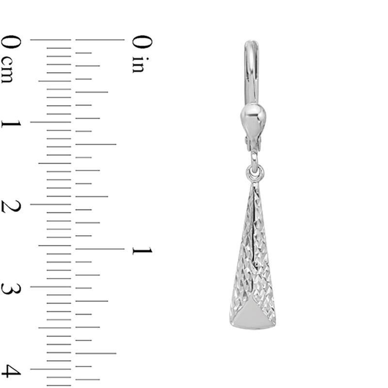 Main Image 2 of Diamond-Cut Pyramid Drop Earrings in Semi-Solid 10K White Gold