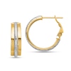Thumbnail Image 1 of 20.0mm Diamond-Cut Stripe Hoop Earrings in Solid 14K Two-Tone Gold