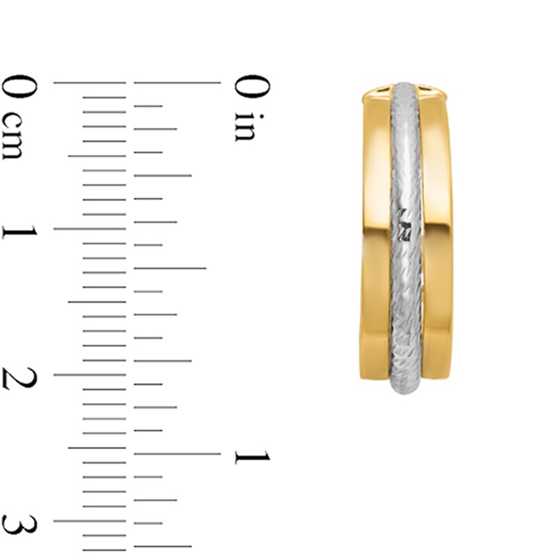 Main Image 2 of 20.0mm Diamond-Cut Stripe Hoop Earrings in Solid 14K Two-Tone Gold