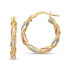Thumbnail Image 1 of 23.0mm Textured Twist Hoop Earrings in Hollow 14K Tri-Tone Gold