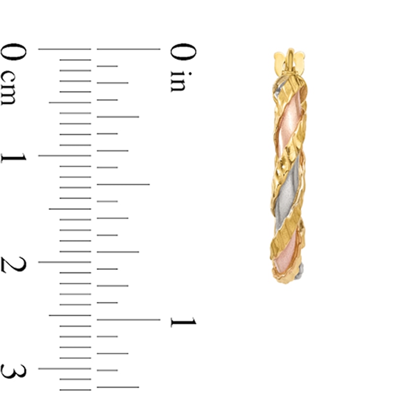 Main Image 2 of 23.0mm Textured Twist Hoop Earrings in Hollow 14K Tri-Tone Gold