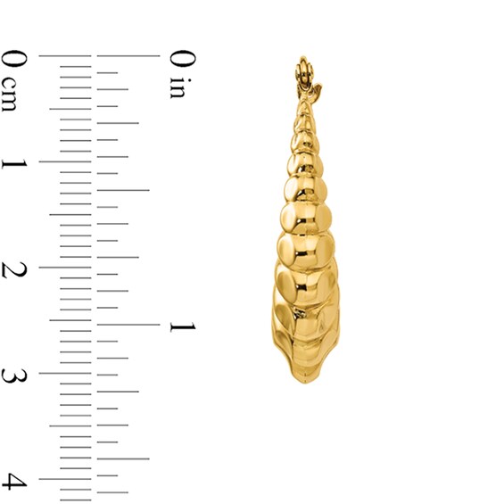 14.0mm Scalloped Tapered Hoop Earrings in Hollow 14K Gold