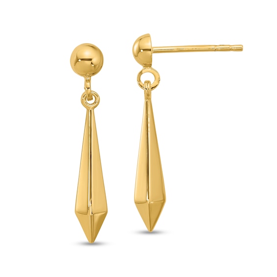 Elongated Geometric Dangle Drop Earrings in Hollow 14K Gold