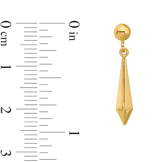 Elongated Geometric Dangle Drop Earrings in Hollow 14K Gold