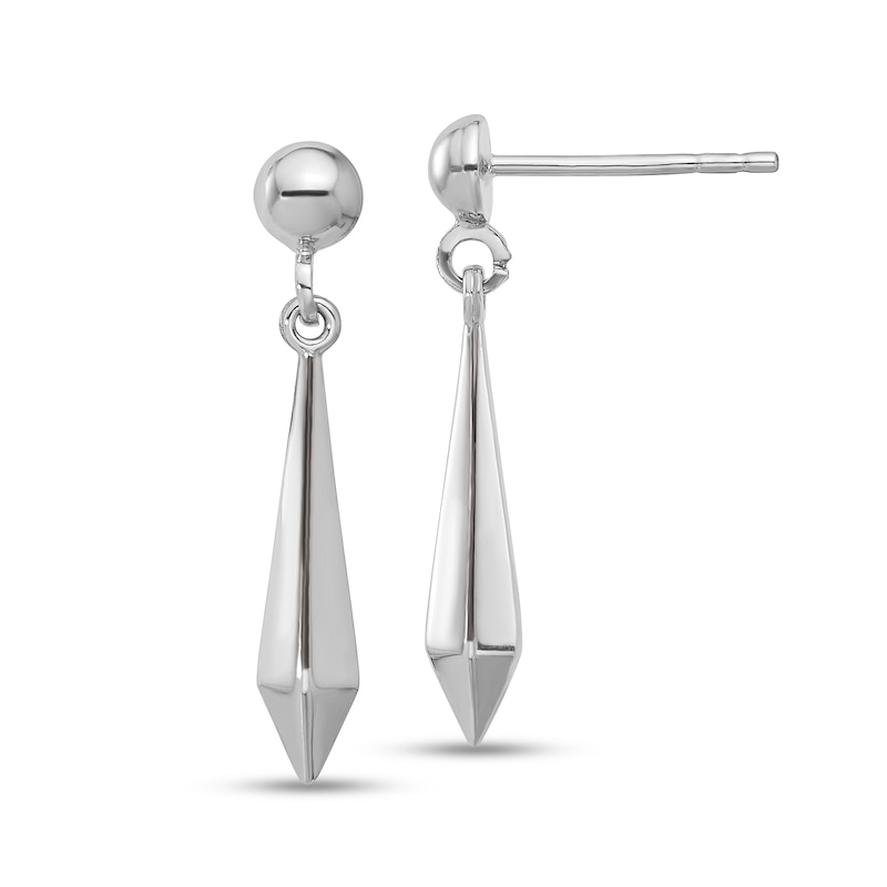 Main Image 1 of Elongated Geometric Dangle Drop Earrings in Hollow 14K White Gold