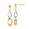 Thumbnail Image 1 of Double Twist Drop Earrings in Hollow 14K Two-Tone Gold