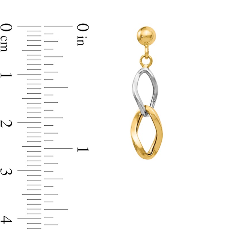 Main Image 2 of Double Twist Drop Earrings in Hollow 14K Two-Tone Gold