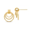Thumbnail Image 1 of Textured Triple Drop Doorknocker Earrings in Hollow 14K Gold