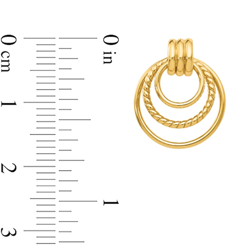 Main Image 2 of Textured Triple Drop Doorknocker Earrings in Hollow 14K Gold