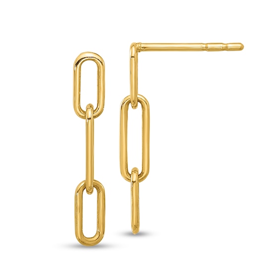 Triple Oval Chain Link Drop Earrings in Hollow 14K Gold