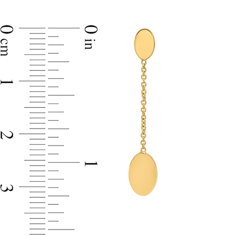 Main Image 2 of Oval Disc and Chain Dangle Drop Earrings in Hollow 14K Gold