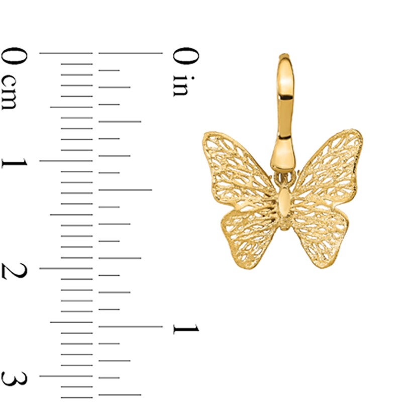 Main Image 2 of Ornate Butterfly Drop Earrings in Solid 14K Gold