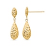 Thumbnail Image 1 of Diamond-Cut Puff Teardrop Dangle Earrings in Hollow 14K Gold