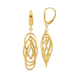 Textured Intertwined Teardrop Dangle Earrings in Solid 14K Gold