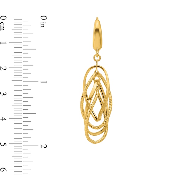 Textured Intertwined Teardrop Dangle Earrings in Solid 14K Gold