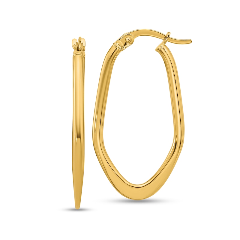 Main Image 1 of 30.6mm Abstract Oval Hoop Earrings in Hollow 14K Gold