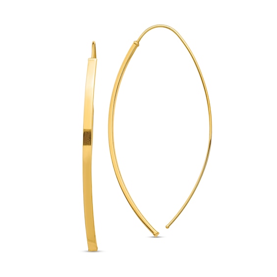 43.5mm Curved Bar Threader Earrings in Hollow 14K Gold