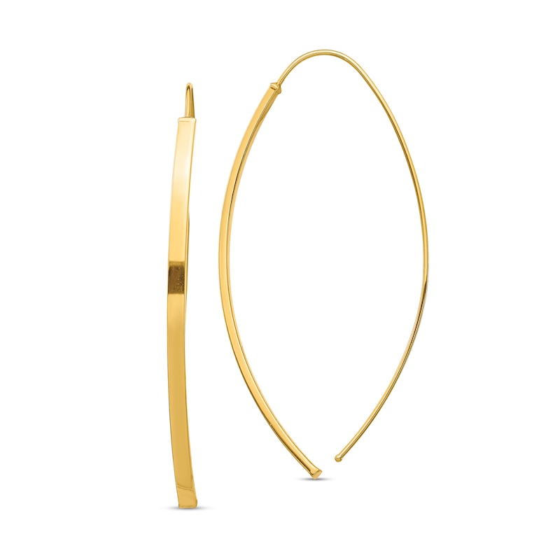 Main Image 1 of 43.5mm Curved Bar Threader Earrings in Hollow 14K Gold