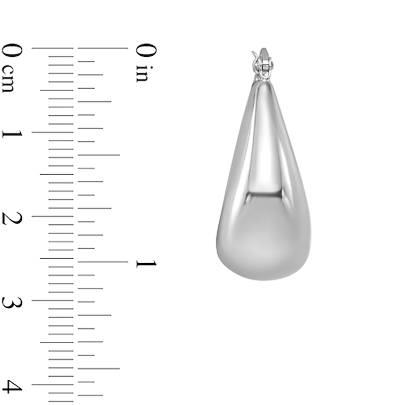 Main Image 2 of 27.9mm Graduated Puff Oval Hoop Earrings in Hollow 14K White Gold