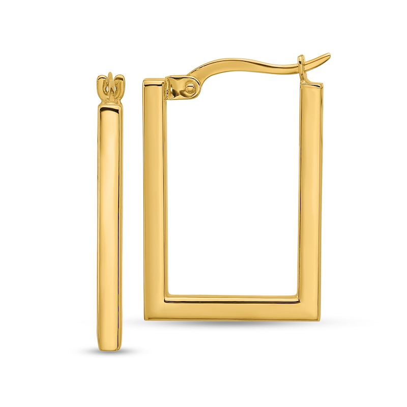 Main Image 1 of 20.0mm Rectangle Hoop Earrings in Hollow 14K Gold