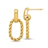 Thumbnail Image 1 of Rope-Textured Oval Drop Earrings in Hollow 14K Gold