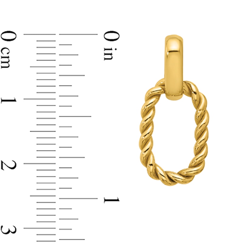 Main Image 2 of Rope-Textured Oval Drop Earrings in Hollow 14K Gold