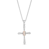 Thumbnail Image 1 of Oval Lab-Created Opal and Diamond Accent Flared Cross Pendant in Sterling Silver