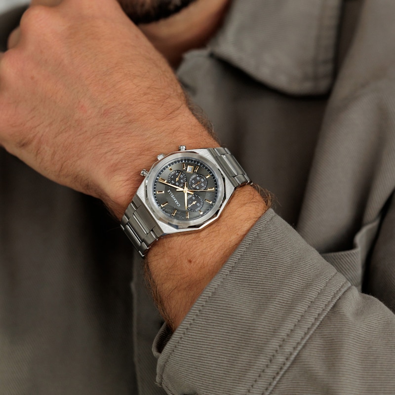 Main Image 4 of Men’s Caravelle by Bulova Chronograph Dress Watch with Grey Dial (Model: 43A158)