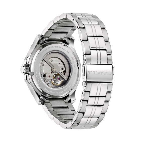 Menâs Caravelle by Bulova Automatic Dress Watch with Textured Silver-White Dial (Model: 43A159)