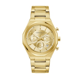Men’s Caravelle by Bulova Gold-Tone IP Chronograph Dress Watch with Gold-Tone Dial (Model: 44A123)
