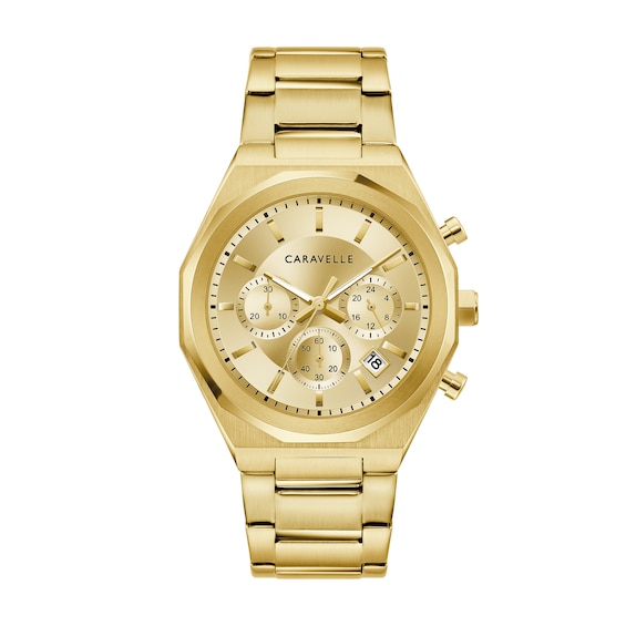 Menâs Caravelle by Bulova Gold-Tone IP Chronograph Dress Watch with Gold-Tone Dial (Model: 44A123)